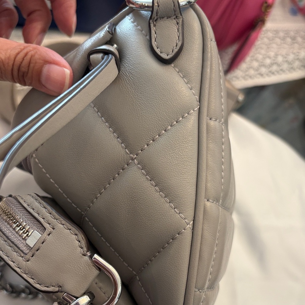 Michael Kors Silver Quilted Crossbody Bag - Picture 8 of 10
